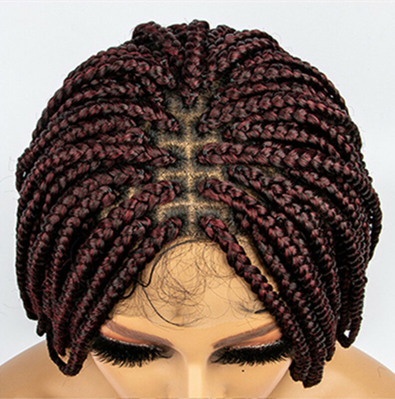 Perucas trançadas updo peruca sintética cheia laço cornrow áfrica estilo feminino americano cabelo borgonha trançado perucas updo peruca com bebê