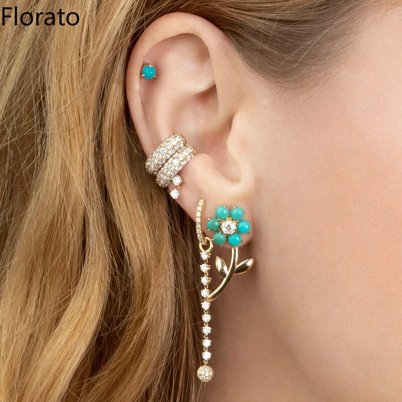 Florato 925 Sterling Silver Needle Fashion Sweet Glaze Flower Charm Stud Earrings For Women Wedding Party Fine Jewelry 2022