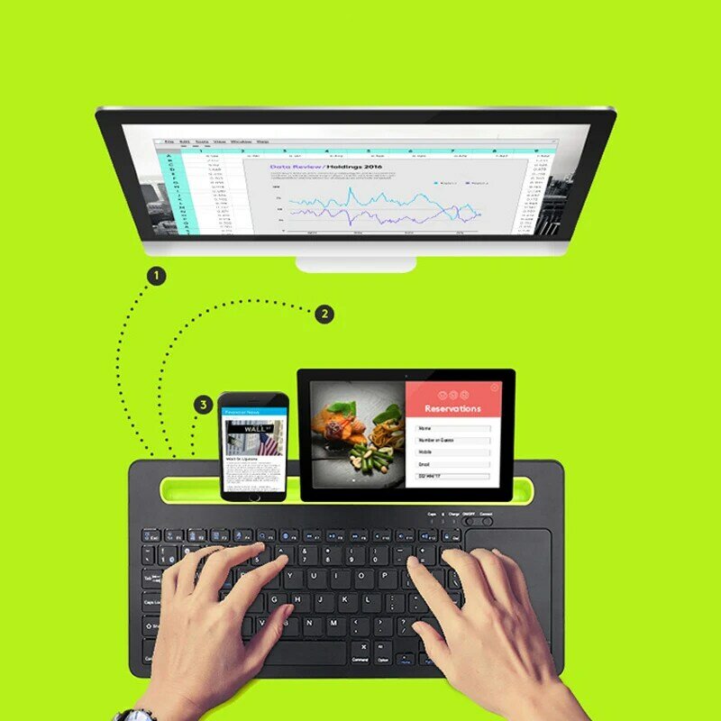Wielofunkcyjna klawiatura bezprzewodowa Bluetooth 78 klawiszy panel dotykowy klawiatura dla systemu IOS Windows z systemem Android z touchpadem
