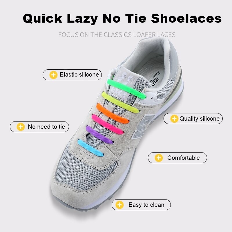 ซิลิโคน Shoelaces ยืดหยุ่นพิเศษ No Tie Shoelace Lacing เด็กผู้ใหญ่รองเท้าผ้าใบรองเท้าลูกไม้