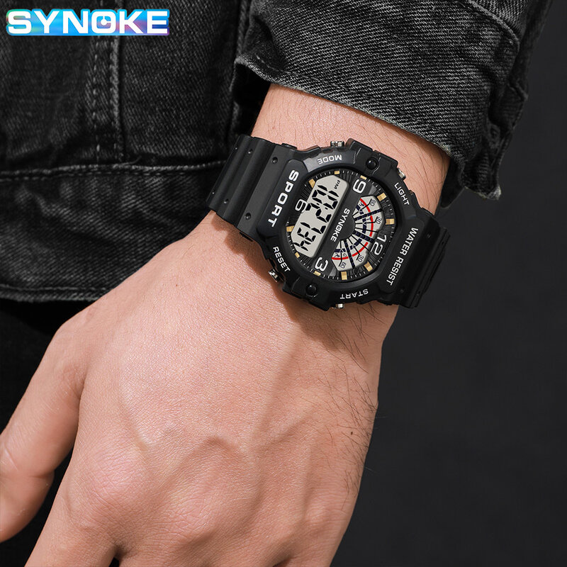SYNOKE 브랜드 밀리터리 워치, 남성용 디지털 스포츠 시계, 방수 전자 손목시계, 남성 여성 2023