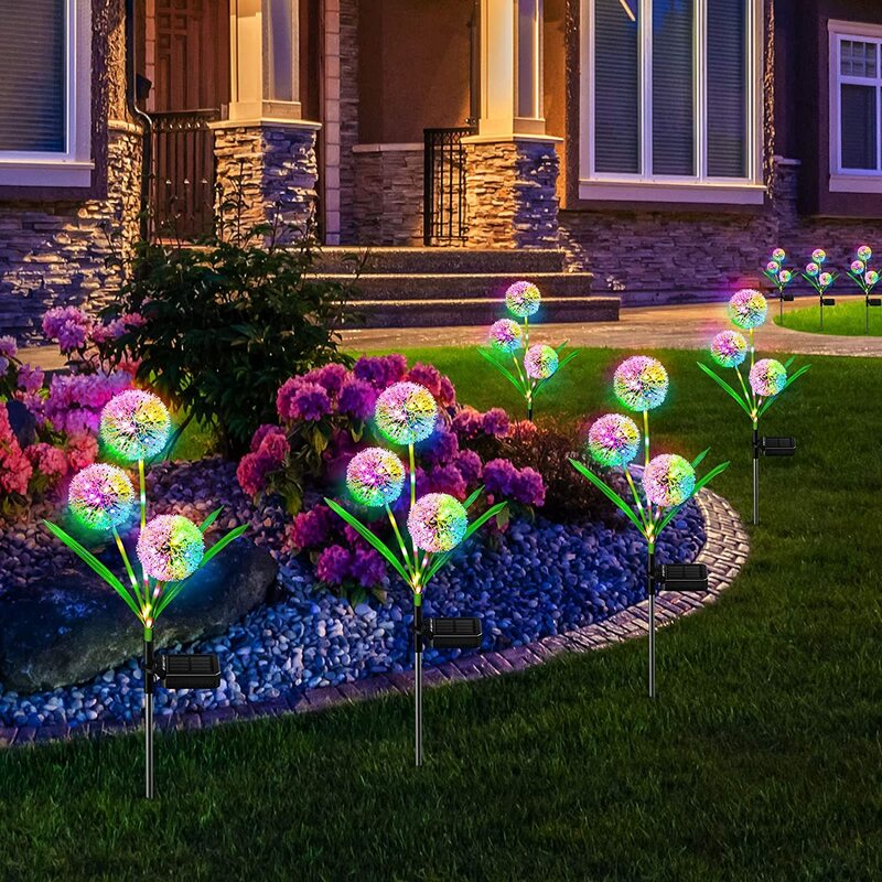 Dandelion Garden Lights Outdoor Waterproof LED Flower Solar Stakes Light Pathway Yard Patio Villa Lawn lampada decorativa