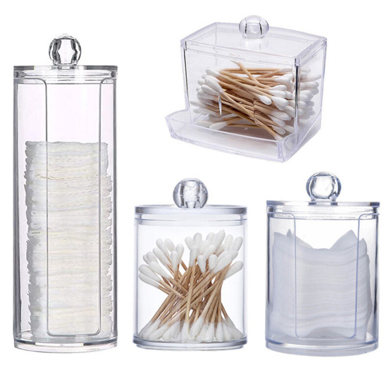 Algodão swabs jóias caixa de armazenamento de alta limpeza transparente algodão armazenamento jar cosméticos organizador batom titular caixa de armazenamento