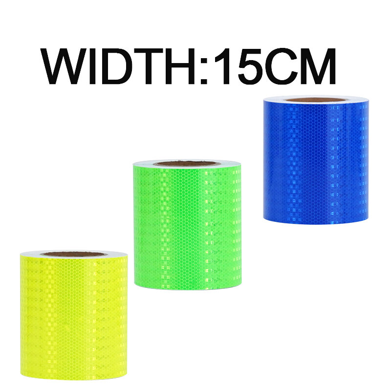 15CM PVC Fluorescent Yellow Blue Red White Self-Adhesive Reflective Sticker Warning Strip Decal Engineering Grade Barrier Tape
