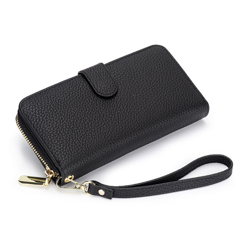 Portefeuille de luxe en cuir pour femmes, 100%, Long et Simple, nouvelle pochette Premium première couche en cuir pour téléphone portable