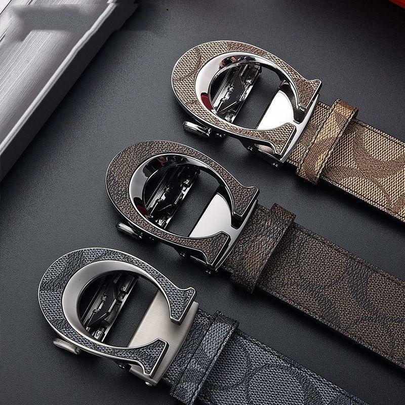 Cinturones de diseñador de lujo para hombre y mujer, correa de lona de alta calidad, cuero auténtico, hebilla automática para vestido, cinturón para Jeans