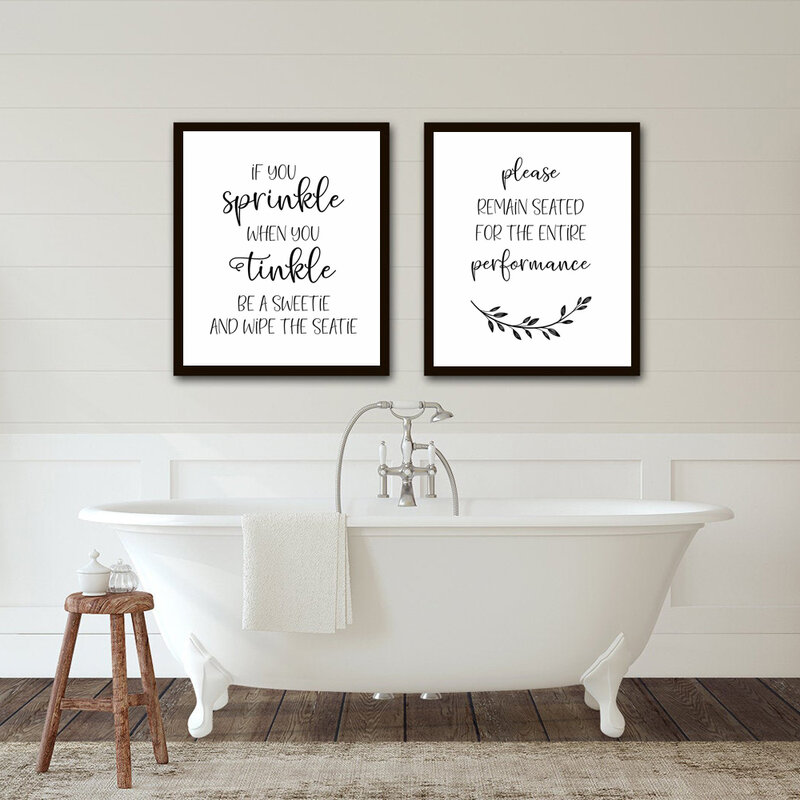 Divertente segno del bagno stampe su tela e poster ottieni citazione nuda immagini murali decorazioni per il bagno arte del bagno per uomo donna pittura