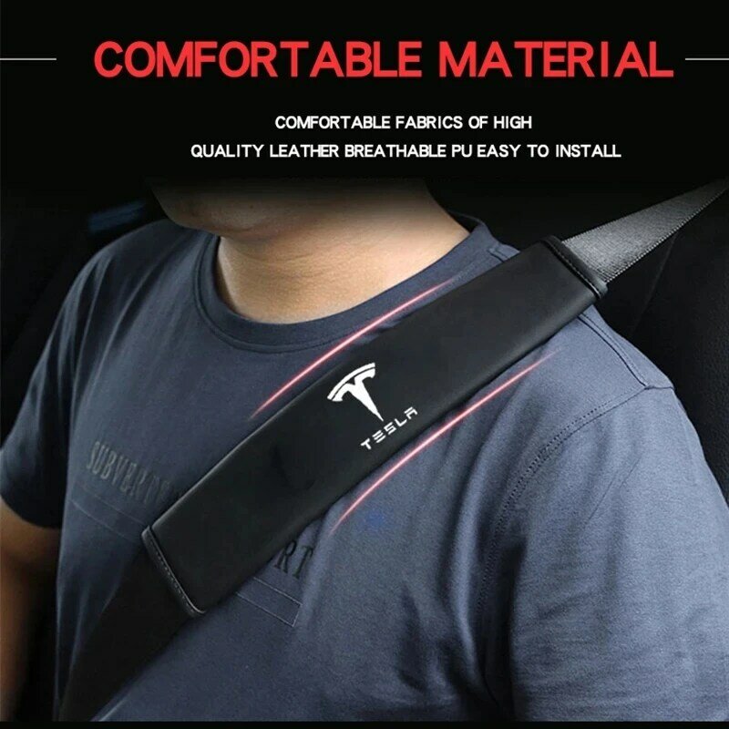 Cinto de segurança do assento capa para tesla modelo 3 cinto de segurança do carro alça de ombro almofada macio protetor de cinto de segurança do carro almofadas alça de ombro