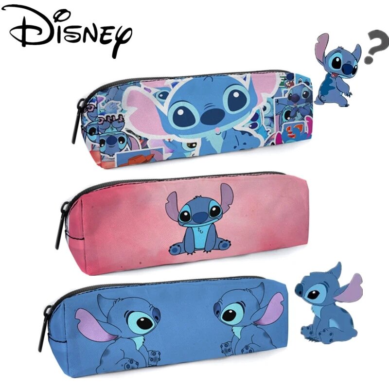 Estuche de lápices con estampado de Lilo & Stitch de Disney para estudiantes, bolsa grande de almacenamiento para bolígrafos con dibujo de Lilo & Stitch