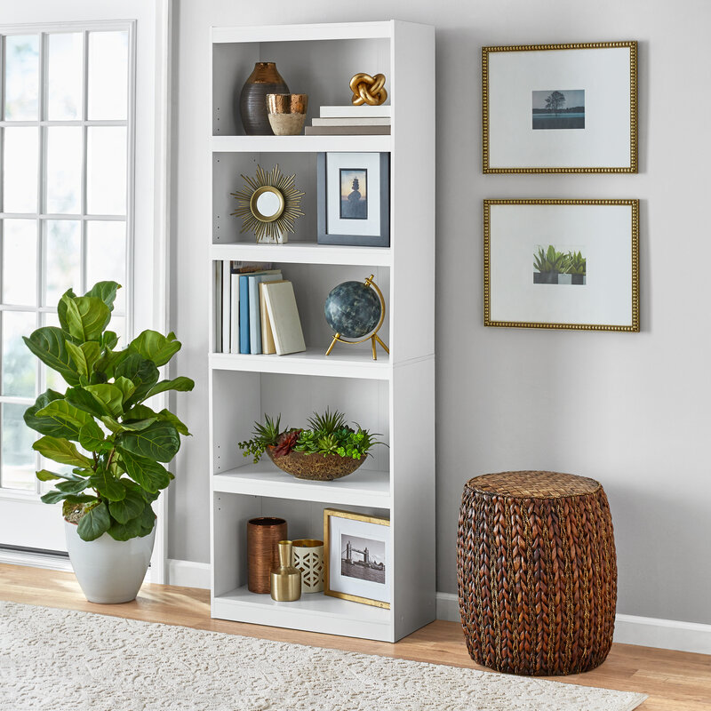 Framed 5-Shelf Stylish Bookcase, For Books, Artwork, Important Papers, Office Furniture,Book Storage(US Stock)