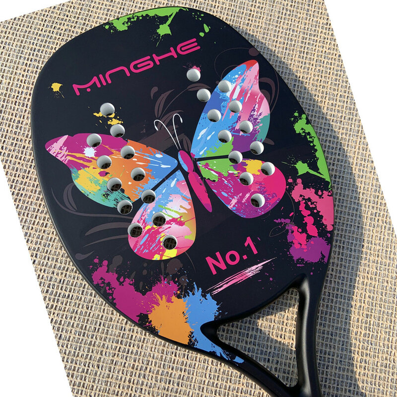 Raquete de borboleta de cor de raquete de praia de fibra de carbono projetada para mulheres