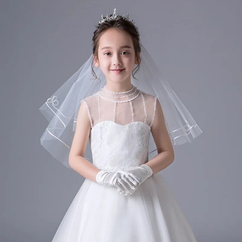 Beautiful Simple Flower Girl Veil, One Layer Short Veil, Wedding Veil, Cheap Children's Accessories for Kids