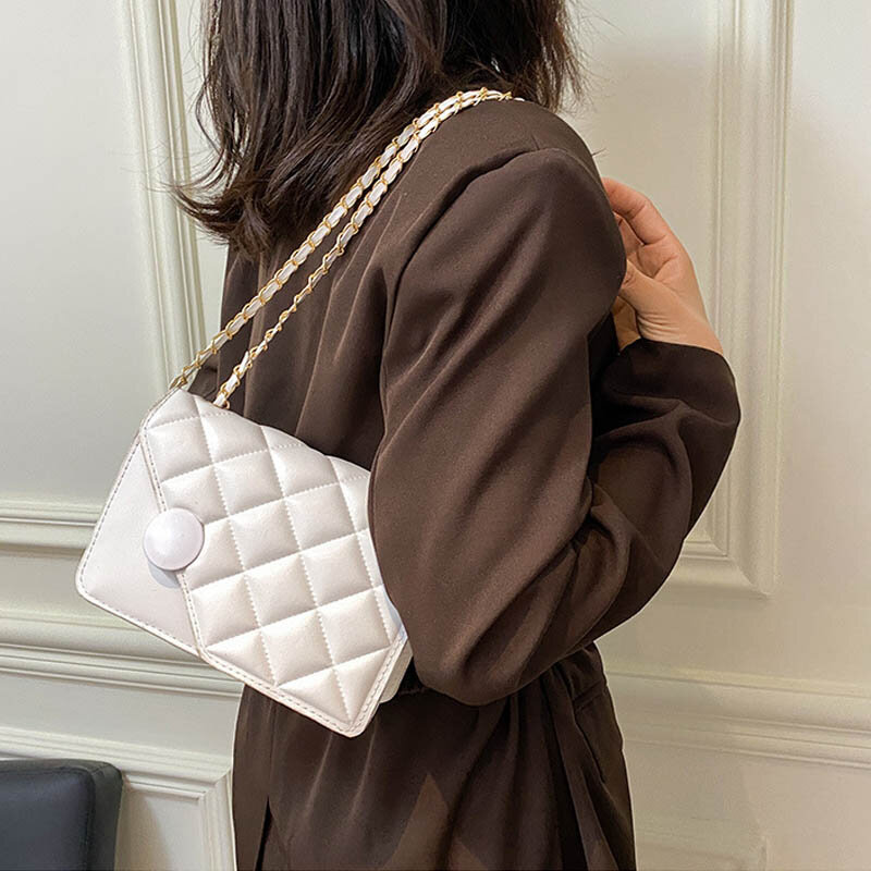 Bolso cruzado cuadrado pequeño para mujer, bandolera de hombro con solapa de Color sólido, de diseñador, 2022
