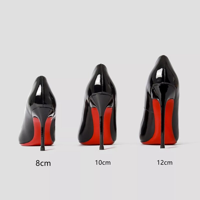 Women's High Heels Shoes Red Shiny Bottom Brand Classic Pumps 8/12cm Sexy Matte Sheepskin Party Pointed Shallow Wedding Shoes 44