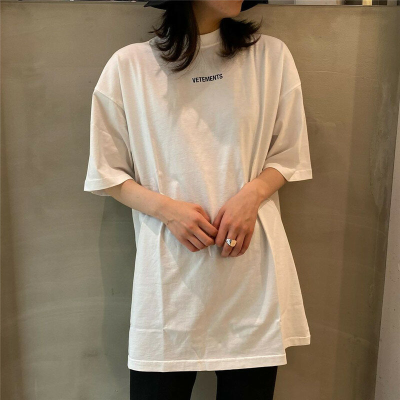 22SS Heavy Fabric VETEMENTS T Shirt 1:1 High Quality Oversize Top Tees Embroidered Letter T Shirts
