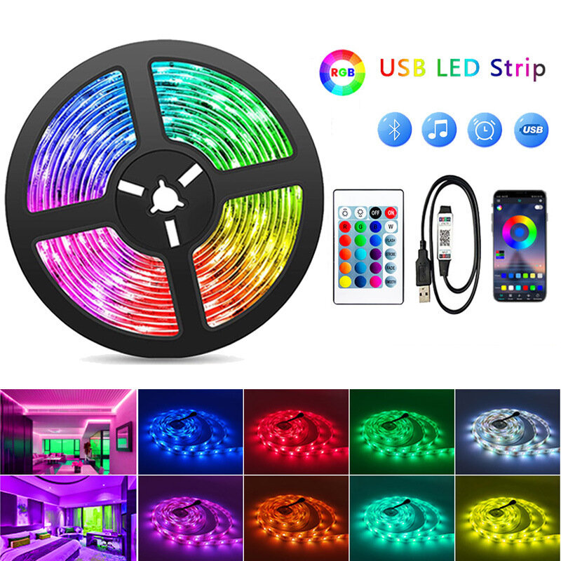 Bande lumineuse LED RGB, 5v, néon, rétro-éclairage USB, lumière d'ambiance, décoration de salle de télévision, 2022