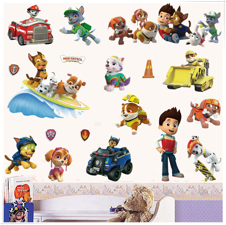 70x50cm Paw Patrol Dog Anime Figure Tickers Ryder Chase Skye macerie Cartoon Wall Sticker decorazione della stanza dei bambini giocattoli regali