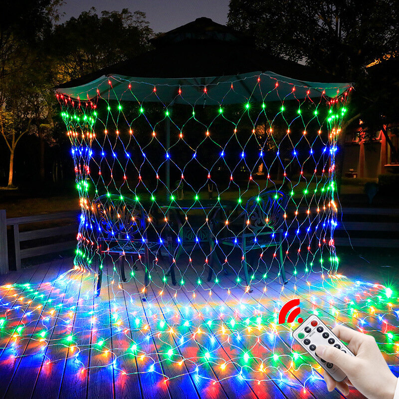 Eu/Us Kerst Netto-verlichting 3M X 2M Outdoor Mesh Lamp Waterdicht Fairy String Lights Voor Xmas tuin Bruiloft Vakantie Decoratie