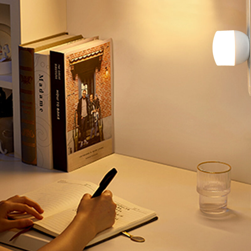Lámpara LED con enchufe USB para lectura, luz redonda de noche para ordenador, carga de energía móvil, pequeño libro, protección ocular, 10 piezas