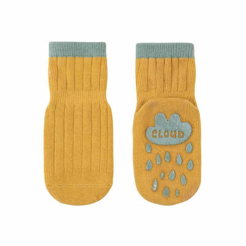 Детские носки, однотонные полосатые весенние Резиновые Нескользящие носки для новорожденных мальчиков и девочек