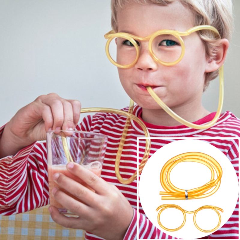 1Pc ความคิดสร้างสรรค์ Funny Soft PVC แว่นตายืดหยุ่นหลอดดูดดื่มอุปกรณ์สำหรับเด็กอุปกรณ์เสริมของขวัญเ...