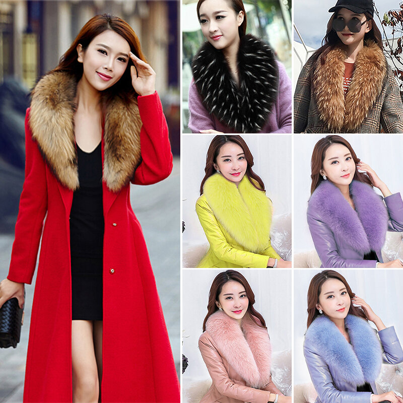 Bufanda de piel de alta calidad para mujer, bufandas de pelo de imitación de lujo, chaquetas con capucha, chal MultiColor de 90CM, 2022 cuello de piel sintética
