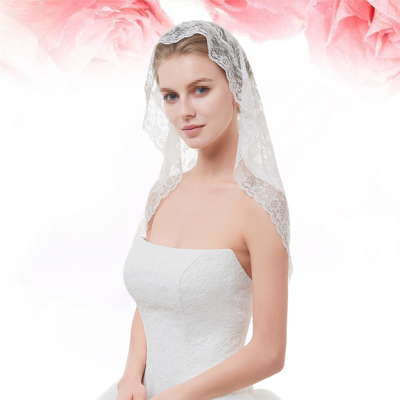 Свадебная кружевная вуаль с вышивкой Тюлевая шаль элегантный головной убор для невесты (черный)