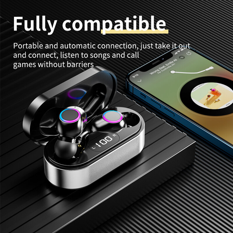 Bluetooth Earphones HD Calling Wireless Headphones Portable Mini Earbuds Noise Canceling Headsets with Microphone for All Phone