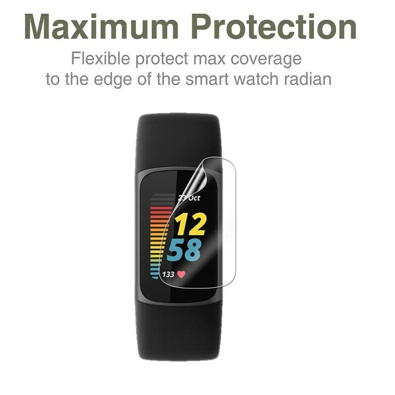 Película protectora de hidrogel protector pantalla para Fitbit Charge 5 4 3 2 (no vidrio templado), lámina de película para Fitbit Charge 5 4 3 2