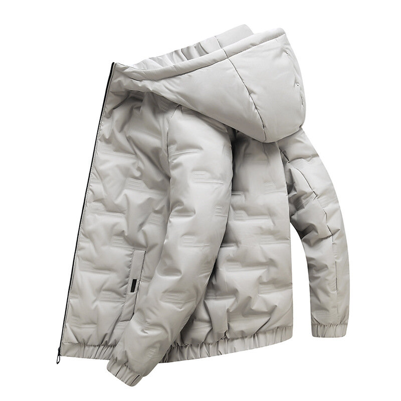 Novos casacos de algodão dos homens inverno sólido casual jaqueta à prova de vento grosso quente casacos com capuz masculino acolchoado parka casaco