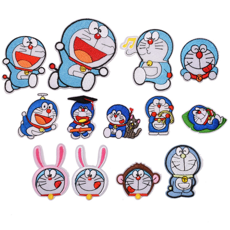 13Pcs Cartoon Patches Doraemon Movie Stars Ironing on Embroidered Patches For on Clothes DIY Hat Jeans Sticker Patch Applique