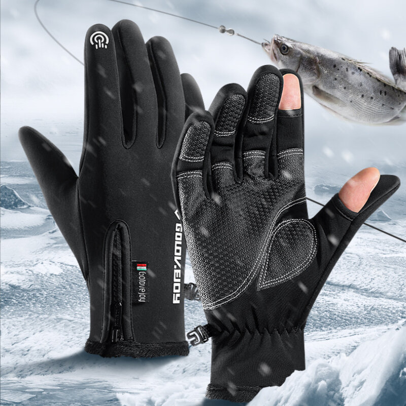 2 Ngón Tay Lật Fingerless Gloves Mùa Đông Găng Tay Câu Cá Chống Trơn Trượt Chống Nước Ấm Áp Mùa Đông Găng Tay Câu Cá Nửa Ngón Tay găng Tay