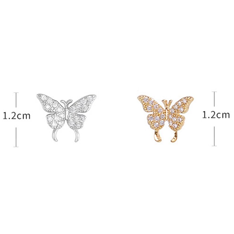 Mini pendientes minimalistas con forma de mariposa para mujer, aretes brillantes, exquisitos y únicos, con forma de hueso para la oreja, regalos de joyería