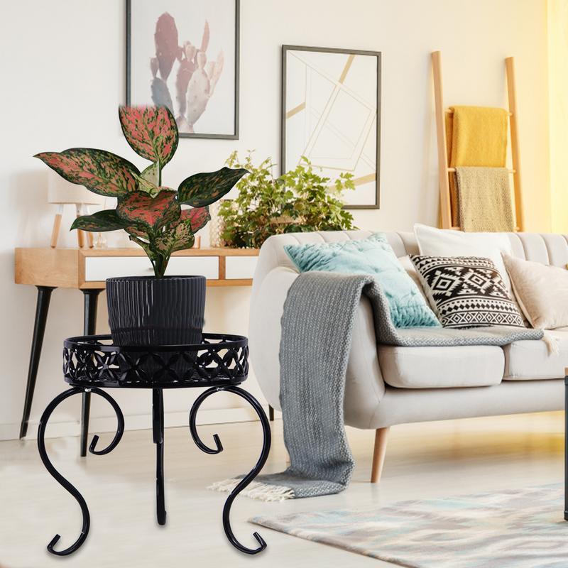 Metal Plant Stand Modern Metal Potted Plant Stand Indoor Outdoor Retro Flower Pot Stand Holder Black White Planter Display Rack