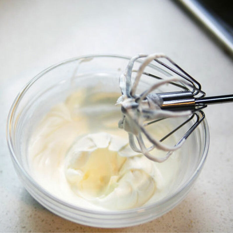 Pengocok Telur Semi Otomatis 304 Kocokan Telur Baja Tahan Karat Mixer Tangan Manual Pengaduk Telur Putar Sendiri Aksesori Dapur Alat Telur