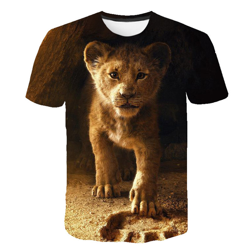 Camiseta de verano con estampado de León para niños, camisetas informales de moda para niños, ropa de calle harajuku con estampado 3D
