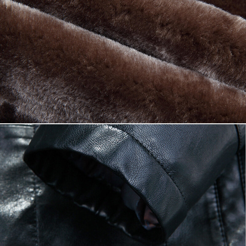 السترات الجلدية للرجال من HOLYRISING معطف سميك من الفرو الطبيعي للشتاء معطف رجالي من الجلد الصناعي غير الرسمي اليومي الأفضل مبيعًا لعام 18525