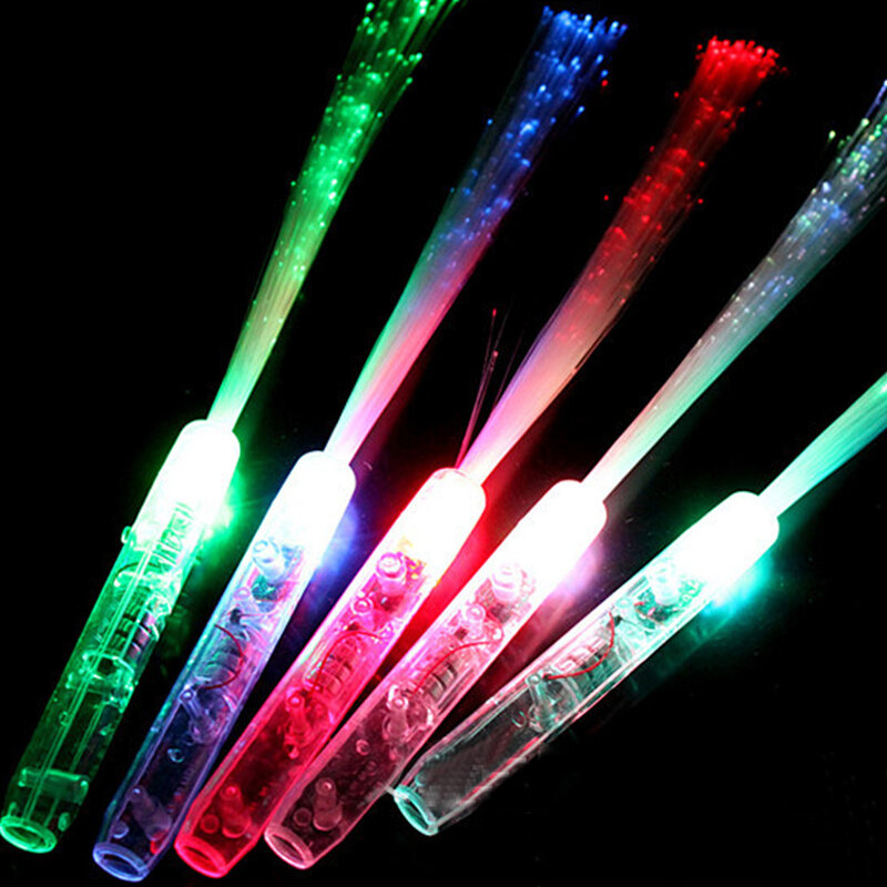 Baguette lumineuse LED en fibre optique, colorée, magique, dégradée, à piles, clignotante, accessoire pour soirée, aléatoire