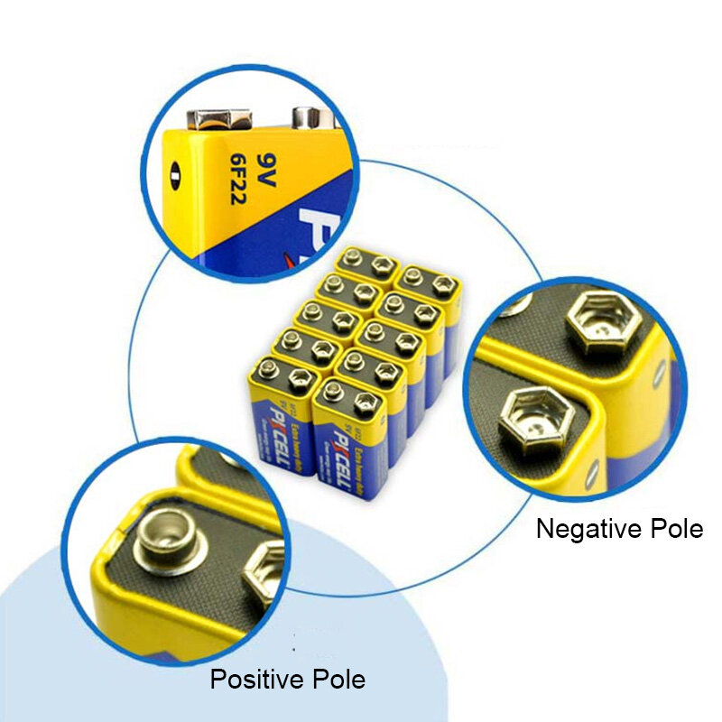 PKCELL 10 sztuk 9V 6F22 baterii superciężki Duty baterie suche Batteria ForInfrared termometr elektroniczny mikrofony bezprzewodowe