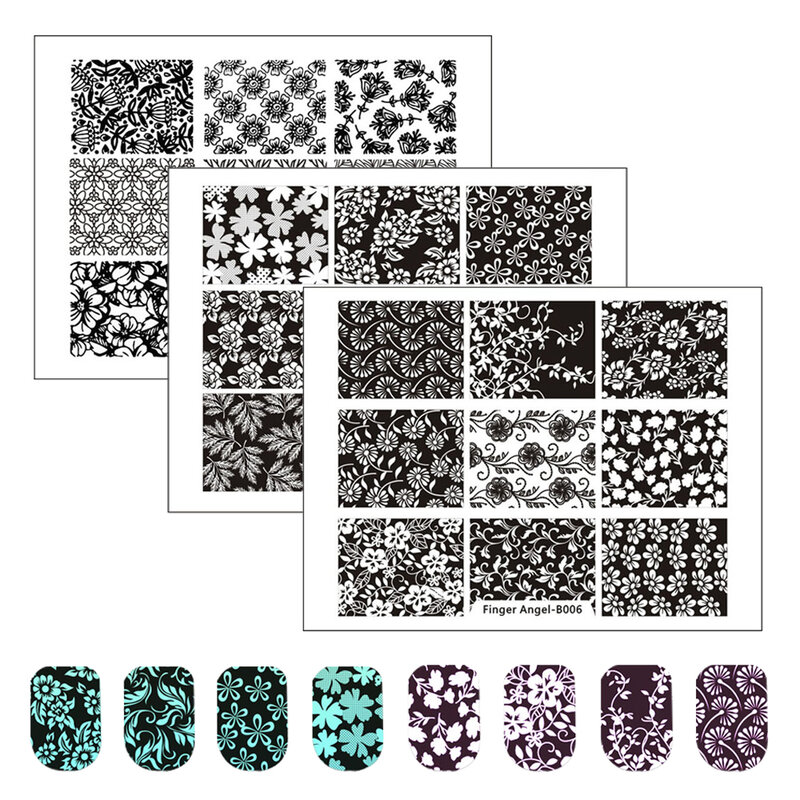 Finger Angel Flower Leaf Series Nail Stamping Plate Lace Nail Art Template Rose Leaves Nail Art Stamping 6*8cm