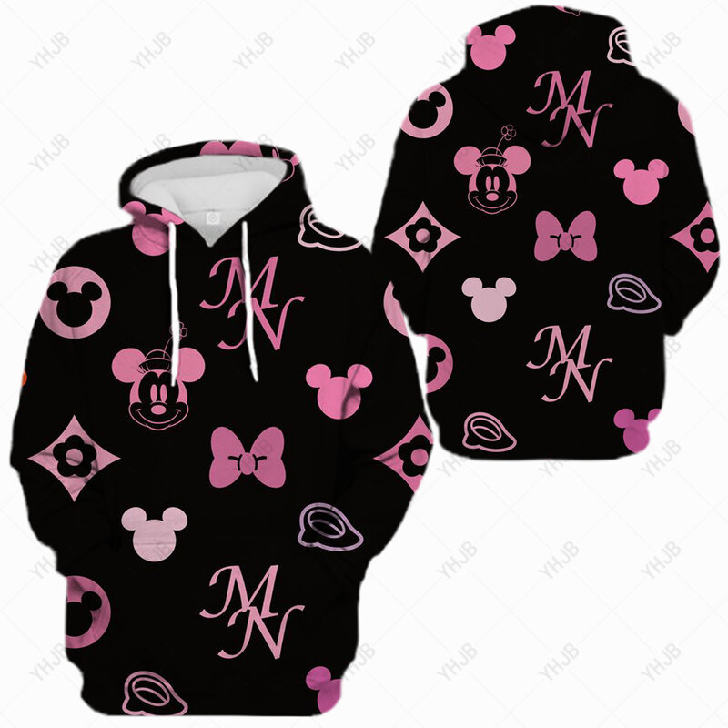 Disney-Mulheres Mickey Mouse Hoodie, camisola grande, Harajuku Pulôver, Kawaii Hoodie, Lazer, Engraçado