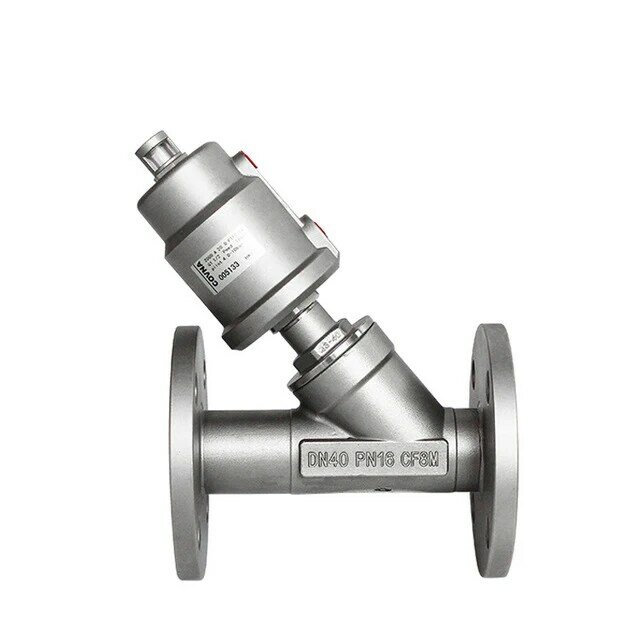 2" 304 Stainless Steel Pneumatic Flange Angle Seat Valve Gas Oil Steam Double/Single Acting Flange Angle Seat Valve
