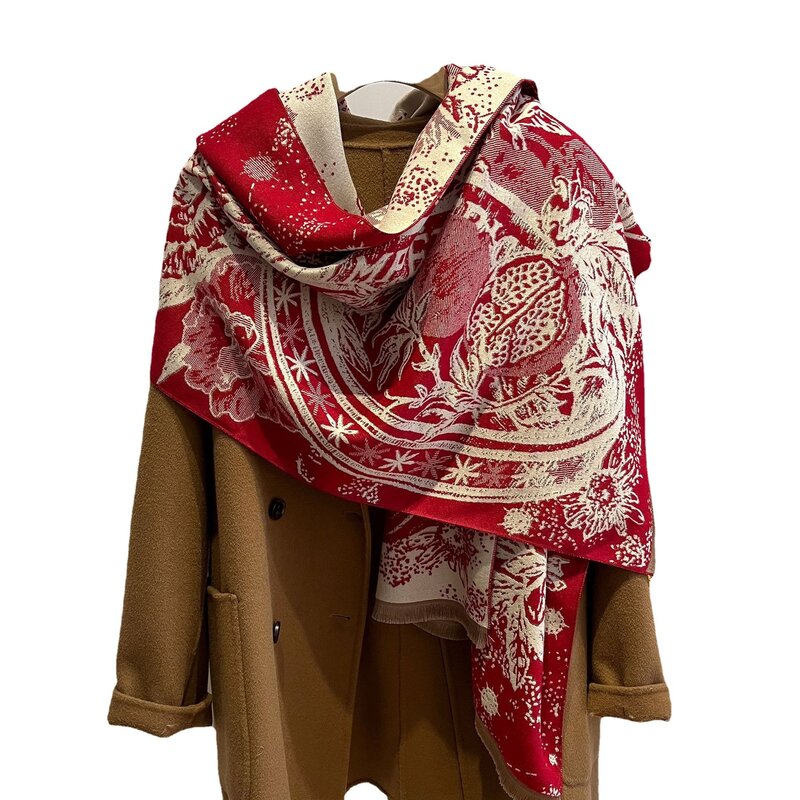 럭셔리 캐시미어 스카프 패션 프린트 두꺼운 파시미나 숄 랩 디자인 담요 스톨 여성용, 따뜻한, 겨울, 2022