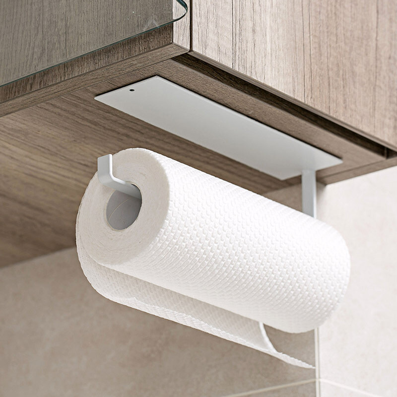 Kitchen Rolled Paper Holder Punch-free Wall Mounted Towel Rack Toilet Towel Holder Tissue Hanger Kitchen Bathroom Accessories