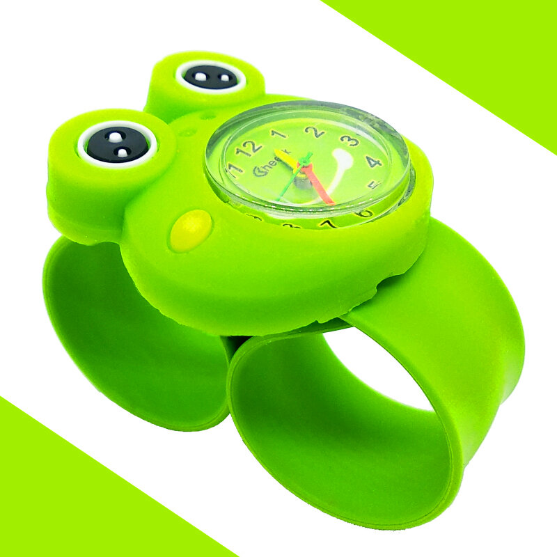 Green Frog-Reloj de pulsera con forma de estrella de mar para niños y niñas, cronógrafo de estilo pingüino, regalo de cumpleaños para bebés de 2 a 14 años