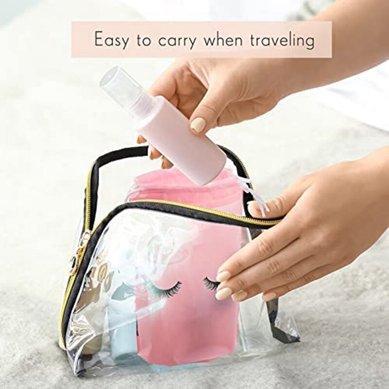 50 Pieces Eyelash Aftercare Bags Plastic Makeup Bags Toiletry Makeup Pouch Cosmetic Travel With Drawstring