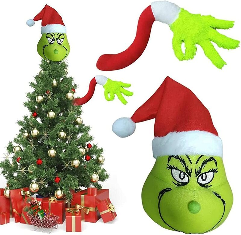 زينة شجرة عيد الميلاد ، أفخم دمية الأخضر قزم رئيس زخرفة ، قزم الجسم ديكور ، لحفل عطلة شجرة عيد الميلاد