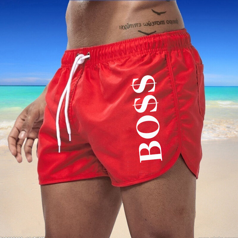 2022 Summer Men's Beach Shorts Colorful Swimwear Sexy Swimsuit Trunks Surf Board Male Clothing Quick-drying Running Sport Pants
