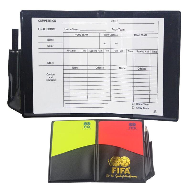 Esportes futebol árbitro vermelho amarelo cartões com caixa de couro caneta prático árbitro ferramentas equipamento competição