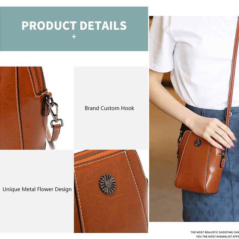 2022 Fashion Mini Women's Designer Small Shoulder Messenger Bag Genuine Leather Wallet Ladies Casual Zipper Mobile Phone Bags